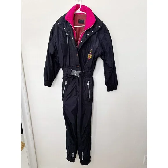 Bogner Luxury Retro Vintage 80s 90s Skiwear Ski Suit Two Piece Snowsuit Black S - Picture 2 of 12